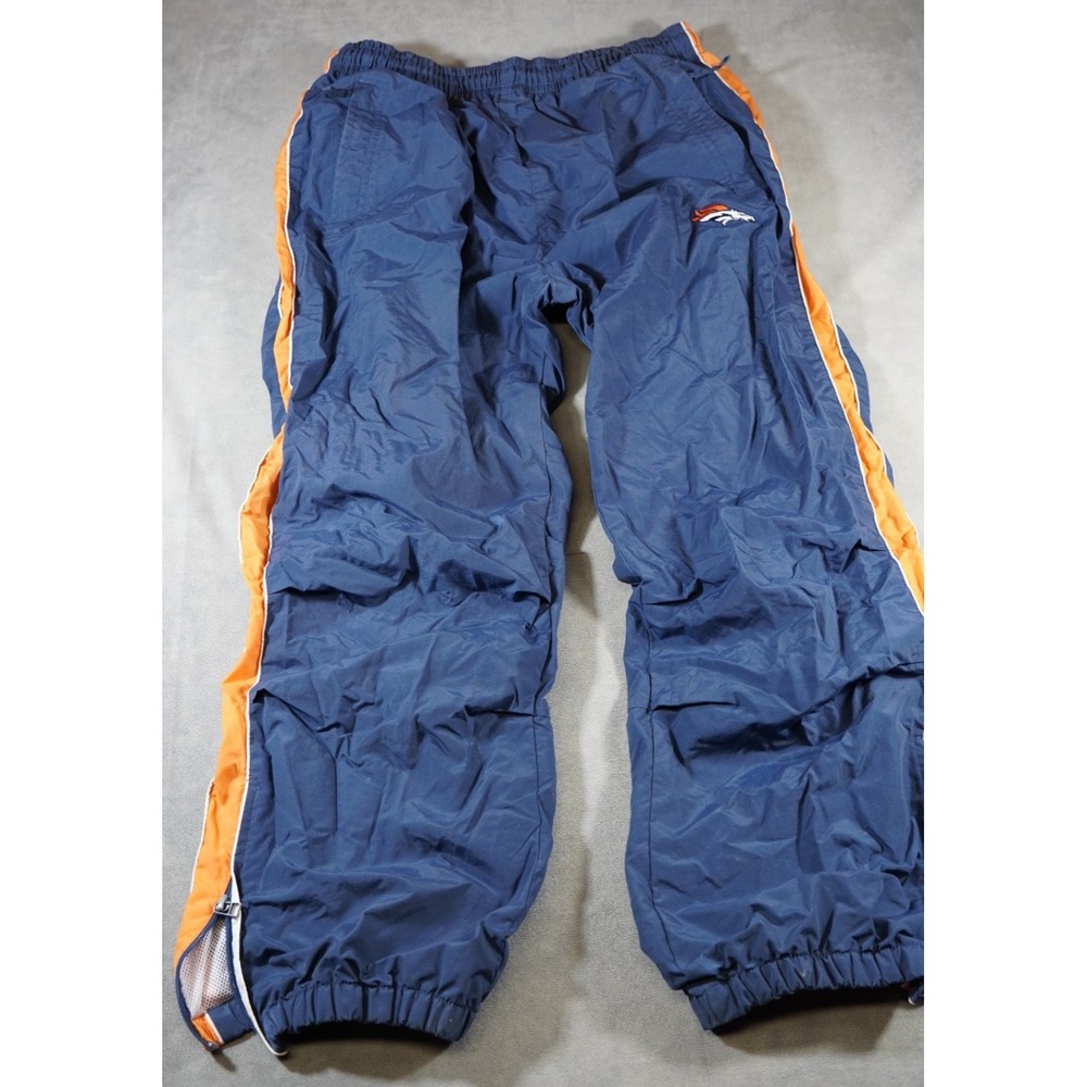 Vintage Denver Broncos Mesh Lined Track Pants XL Blue NFL Zip Cuffs & Pockets